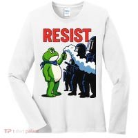 Portland Frog Trending Funny Video Protest Resist Women's Long Sleeve Shirt thumb 0