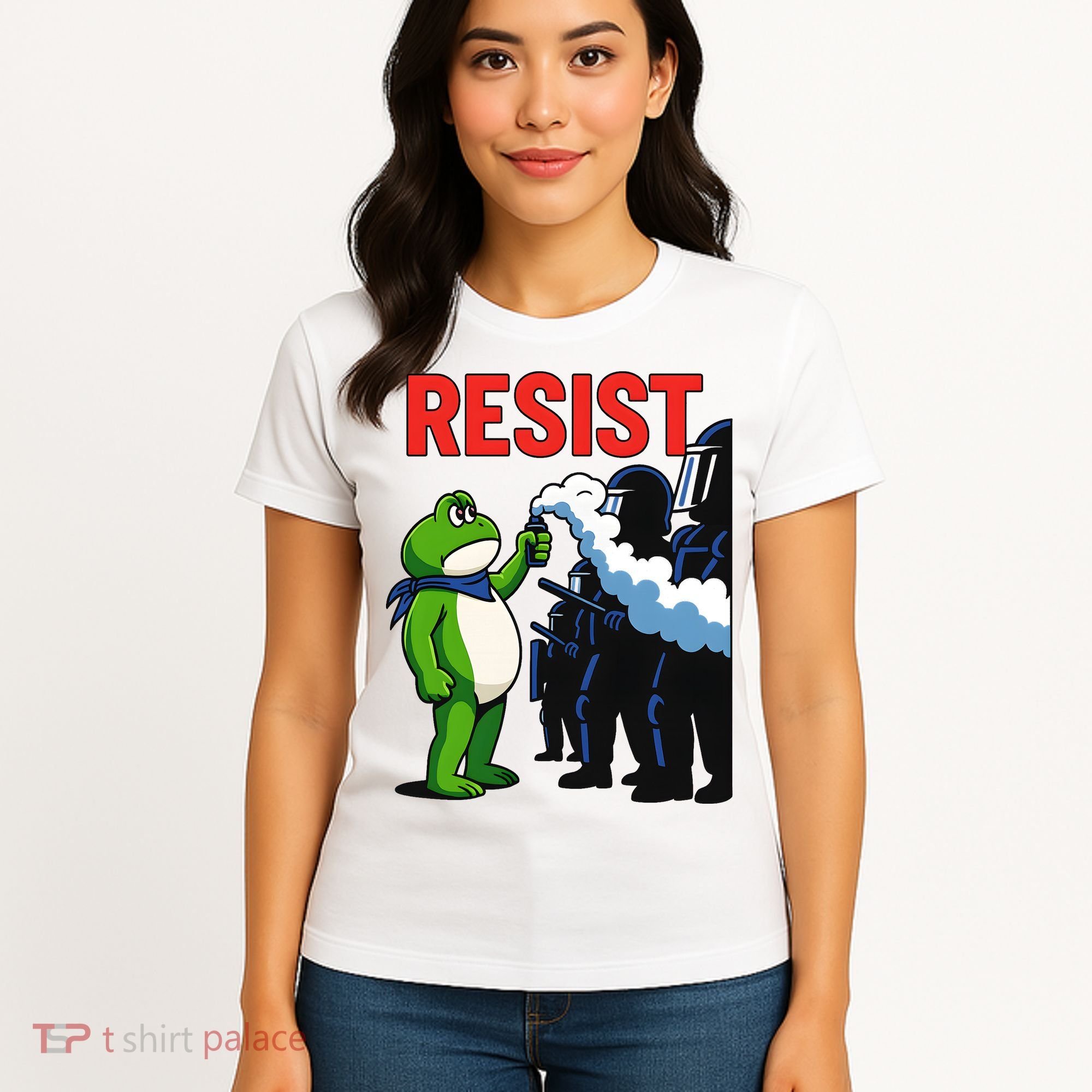 Portland Frog Trending Funny Video Protest Resist Women's T-Shirt