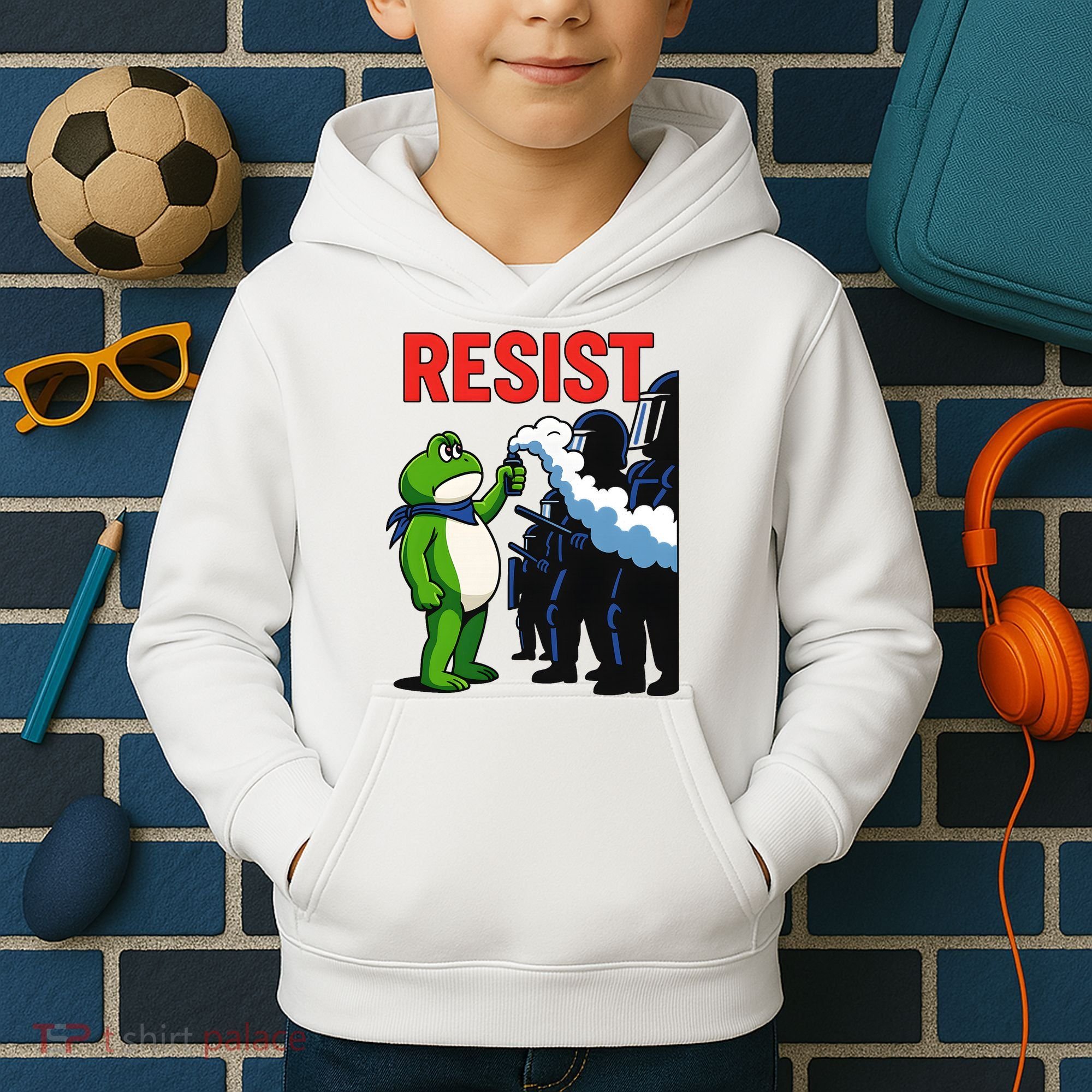 Portland Frog Trending Funny Video Protest Resist Kids Hoodie