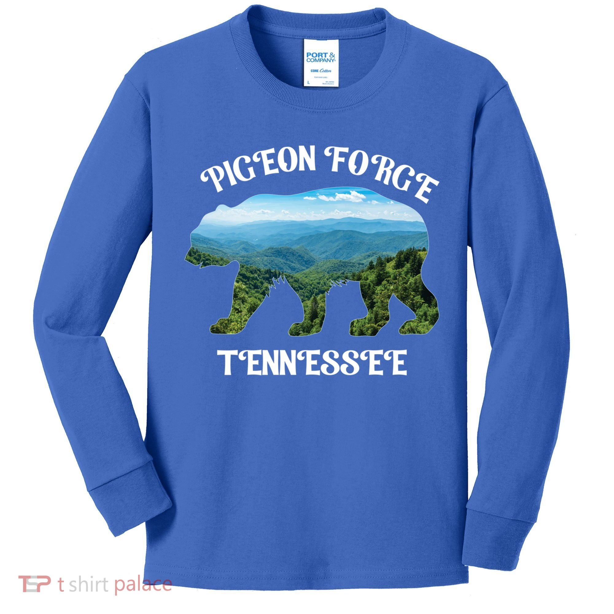 Pigeon Forge Tennessee Bear Great Smoky Mountains Souvenirs Gift Kids Long Sleeve Shirt