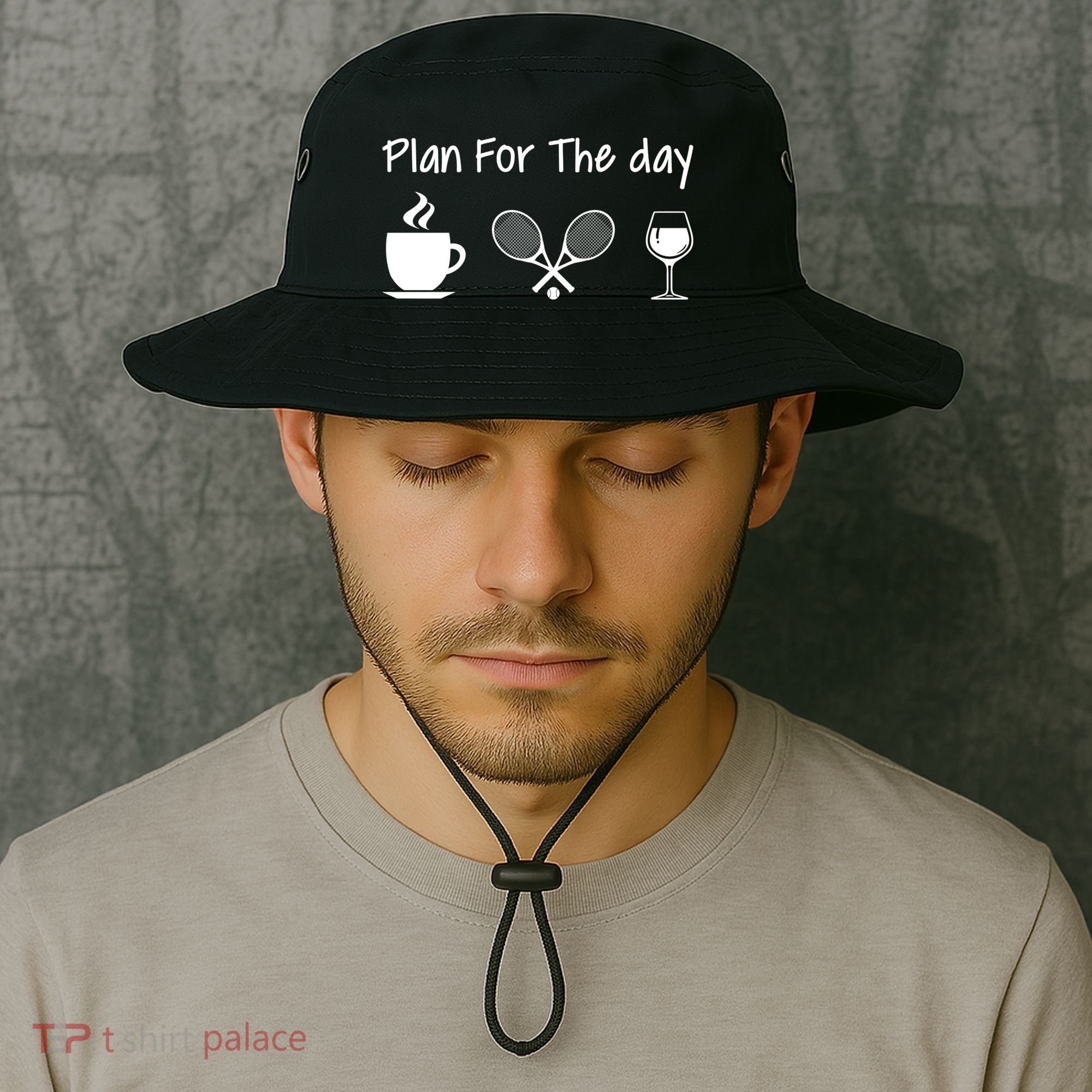 Plan For The Day Coffee Tennis And Wine Tennis Lover Gift Bucket Hat