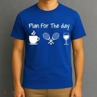 Plan For The Day Coffee Tennis And Wine Tennis Lover Gift T-Shirt thumb 3