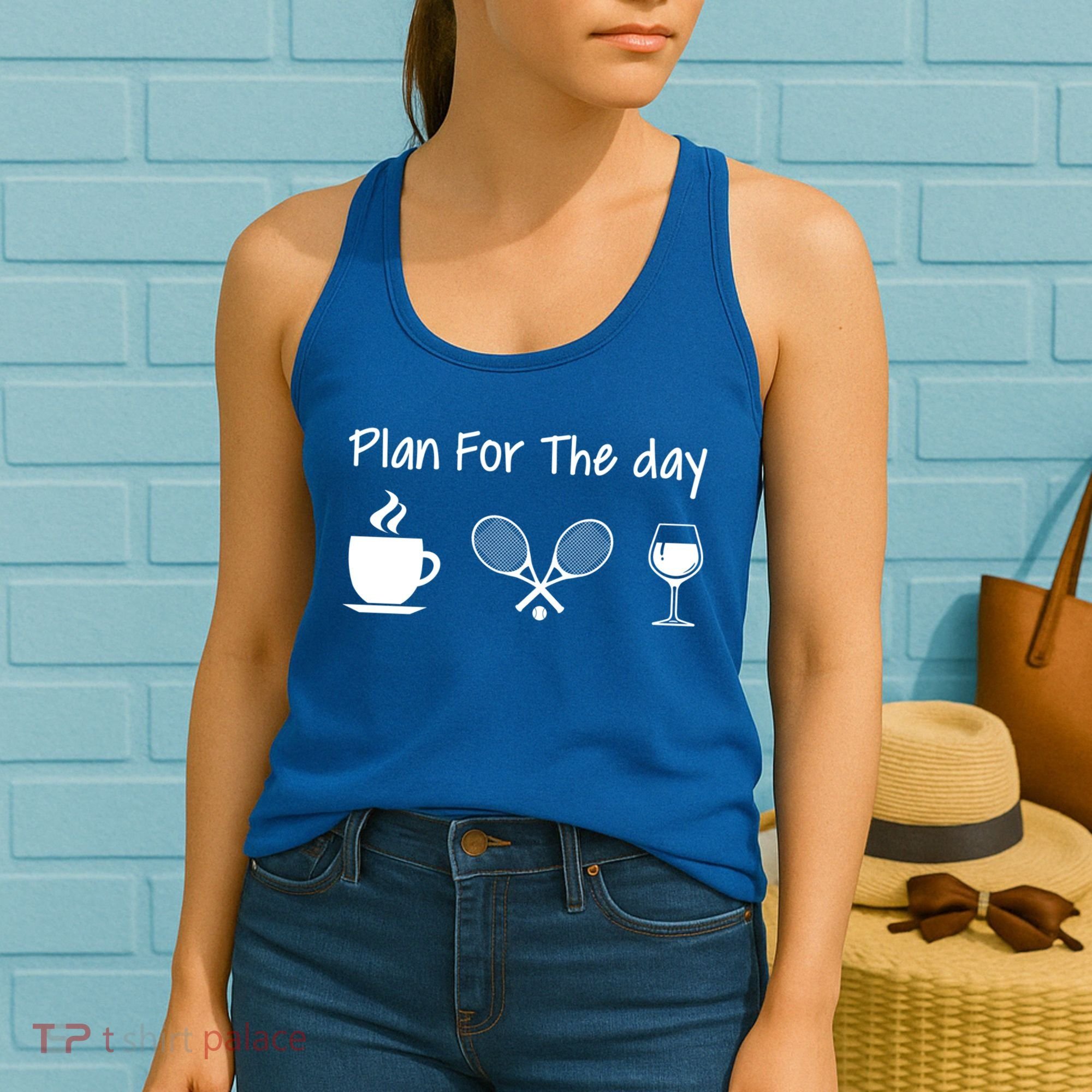 Plan For The Day Coffee Tennis And Wine Tennis Lover Gift Women's Tank Top