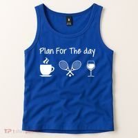 Plan For The Day Coffee Tennis And Wine Tennis Lover Gift Tank Top thumb 2