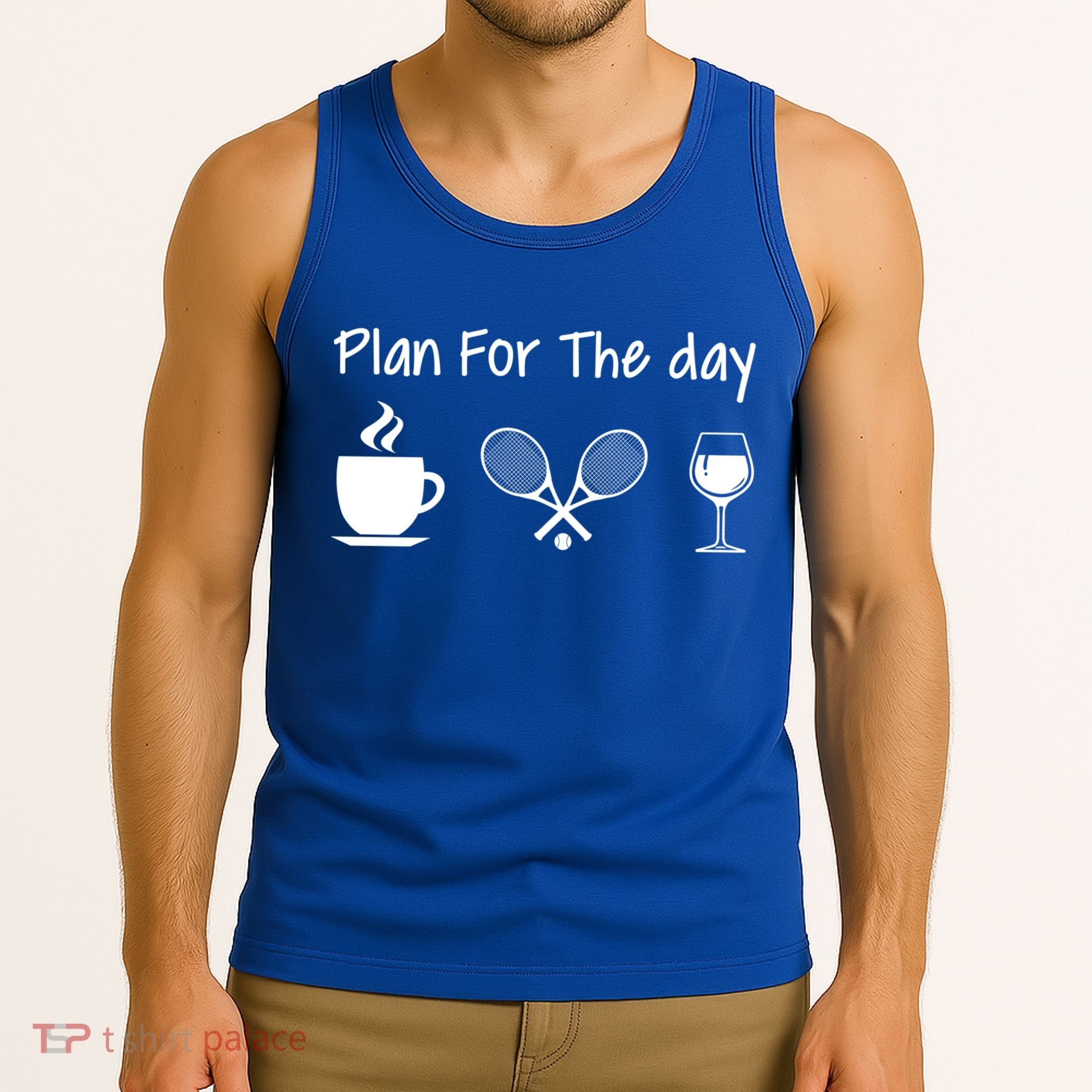 Plan For The Day Coffee Tennis And Wine Tennis Lover Gift Tank Top