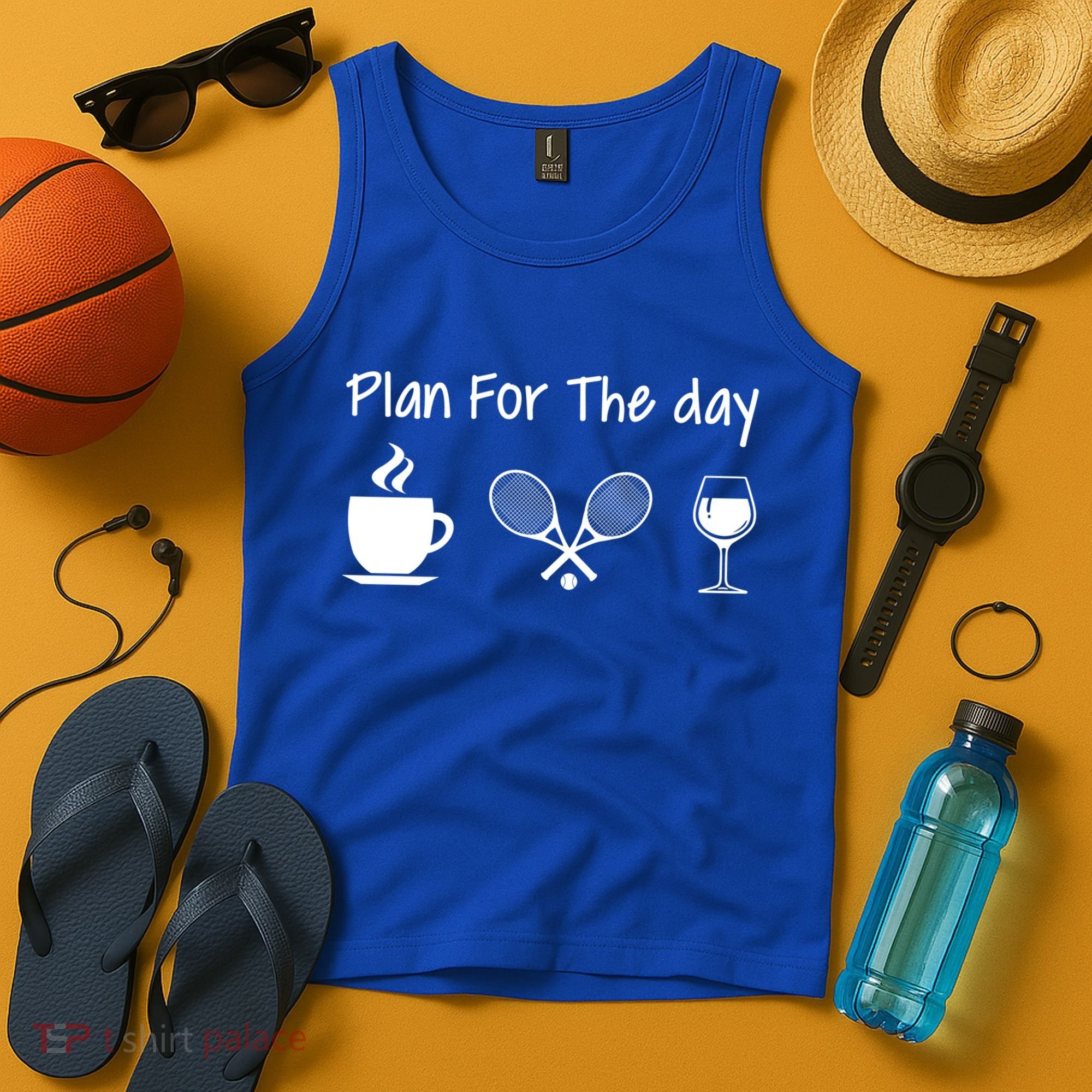Plan For The Day Coffee Tennis And Wine Tennis Lover Gift Tank Top