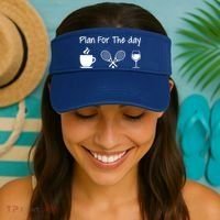 Plan For The Day Coffee Tennis And Wine Tennis Lover Gift Visor thumb 2