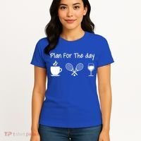 Plan For The Day Coffee Tennis And Wine Tennis Lover Gift Women's T-Shirt thumb 4