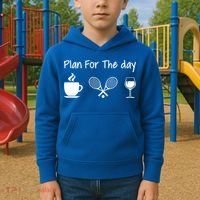 Plan For The Day Coffee Tennis And Wine Tennis Lover Gift Kids Hoodie thumb 2