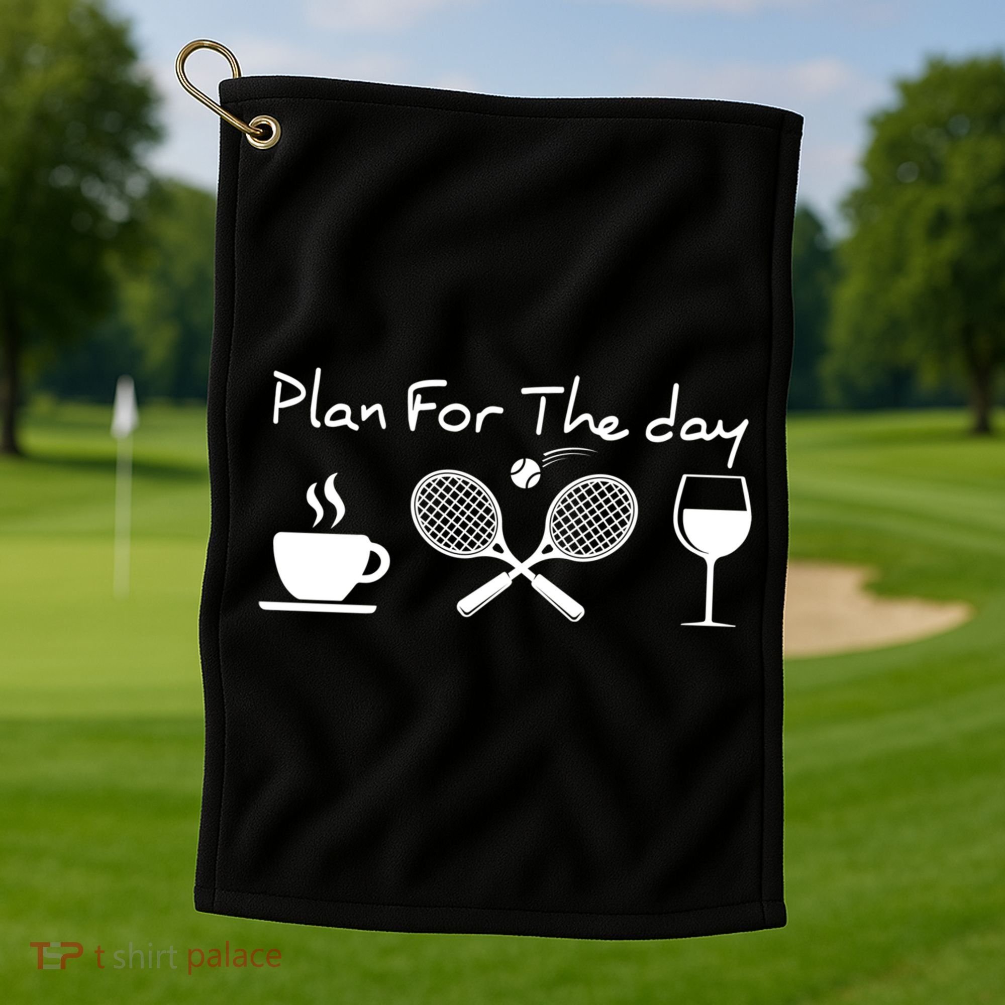 Plan For The Day Coffee Tennis Wine Funny Tennis Funny Gift Great Gift Golf Towel