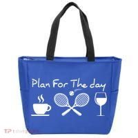 Plan For The Day Coffee Tennis Wine Funny Tennis Funny Gift Great Gift Tote Bag thumb 0