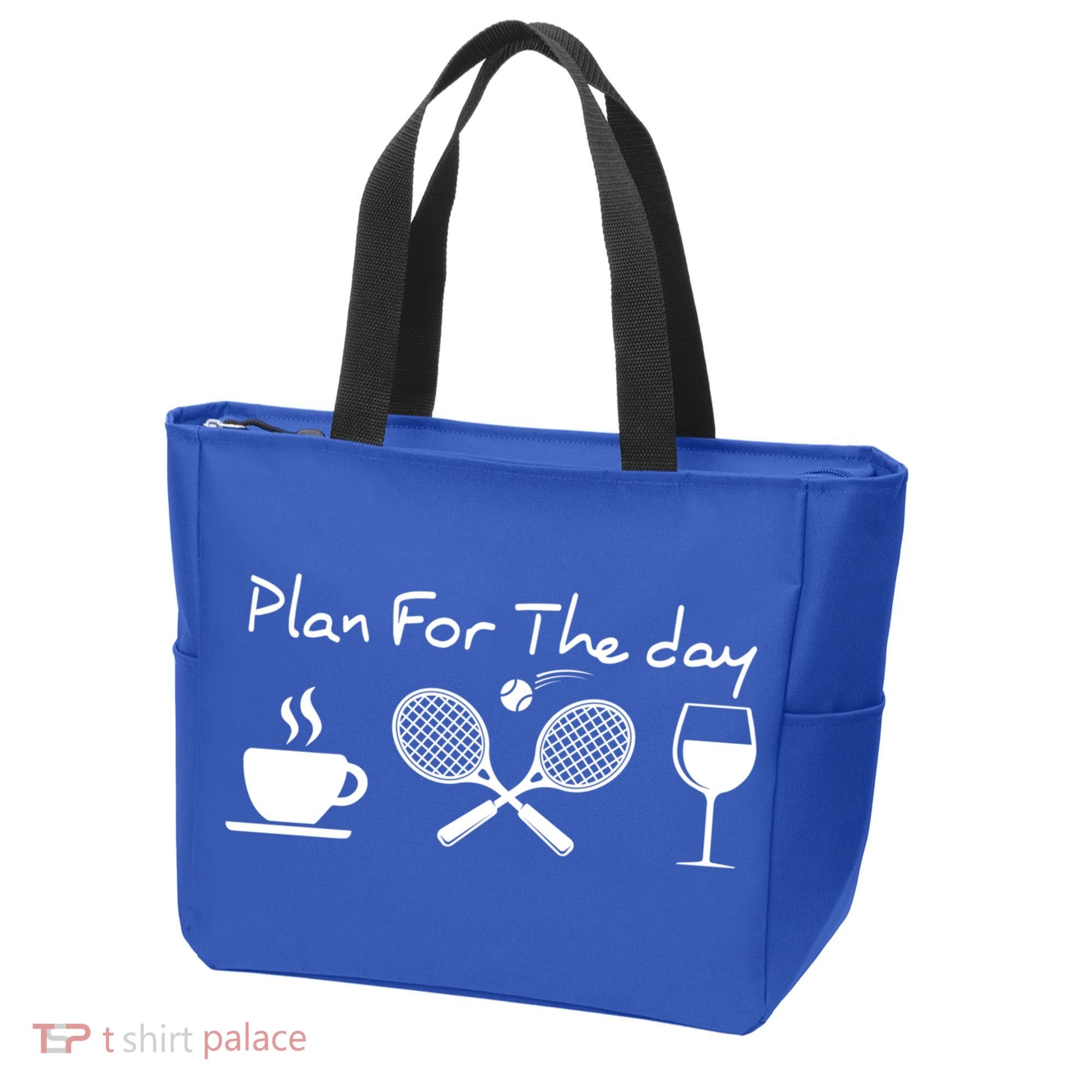 Plan For The Day Coffee Tennis Wine Funny Tennis Funny Gift Great Gift Tote Bag