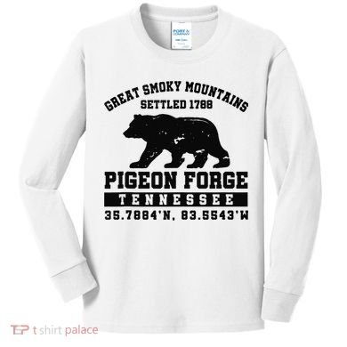 Pigeon Forge Tennessee Bear Great Smoky Mountains Kids Long Sleeve Shirt