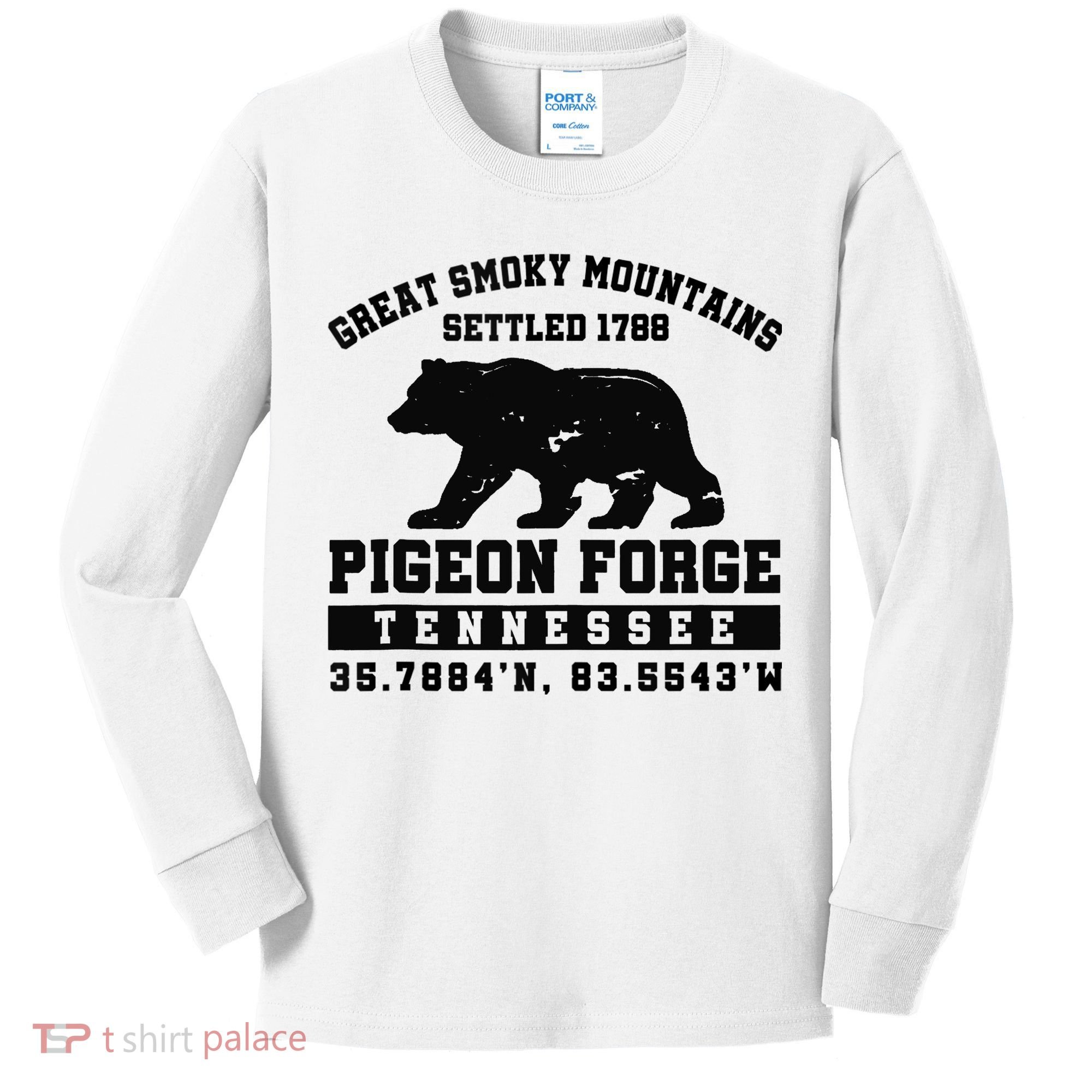 Pigeon Forge Tennessee Bear Great Smoky Mountains Kids Long Sleeve Shirt