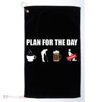 Plan For The Day Funny Golf Golf Towel thumb 0