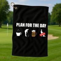 Plan For The Day Funny Golf Golf Towel thumb 1