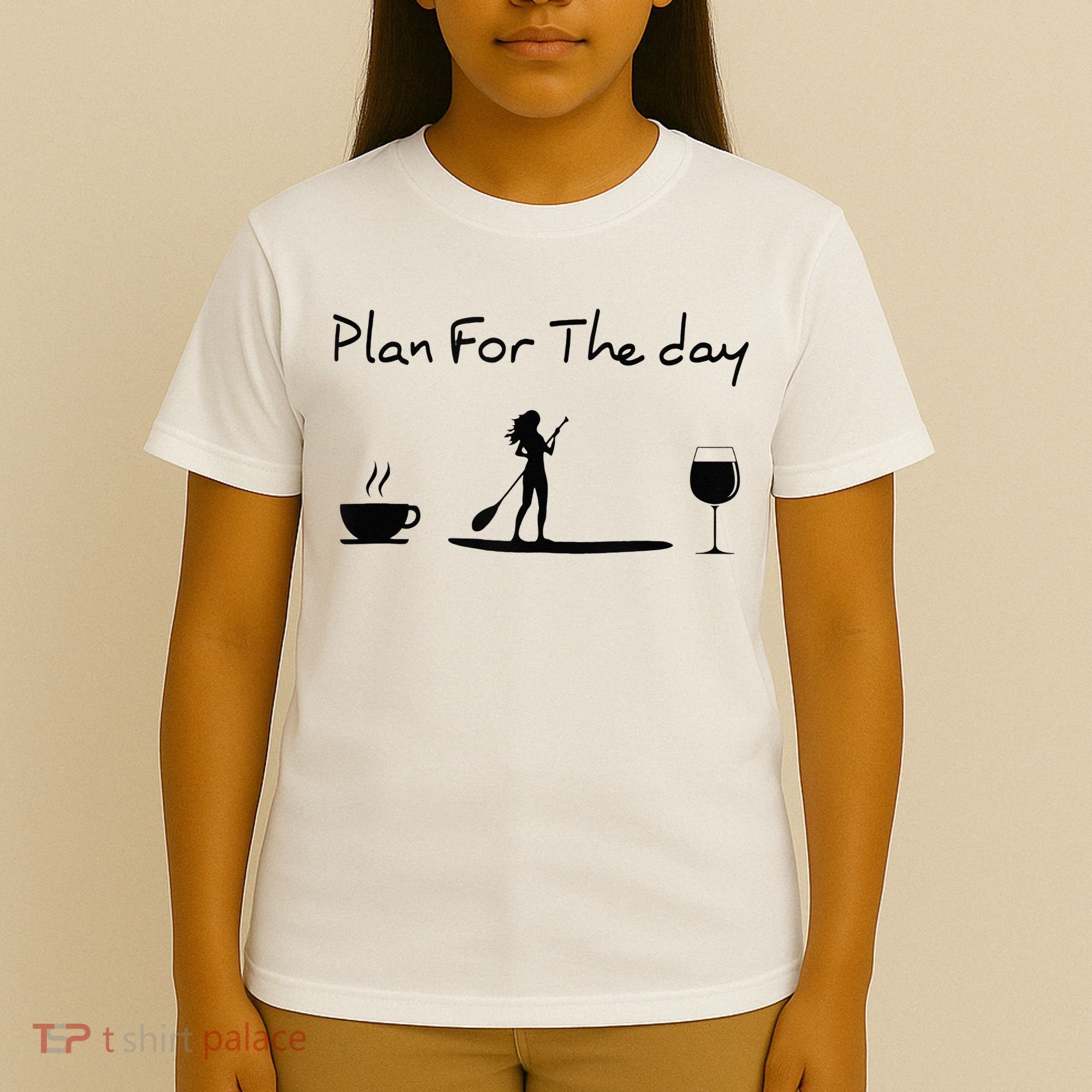 Plan For The Day Coffee Paddleboard Wine Paddle Board T-Shirt