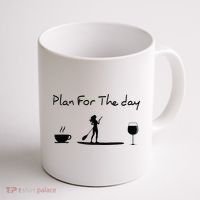 Plan For The Day Coffee Paddleboard Wine Paddle Board Coffee Mug thumb 1