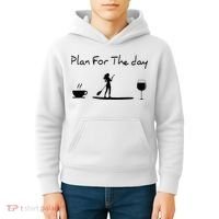 Plan For The Day Coffee Paddleboard Wine Paddle Board Kids Hoodie thumb 4