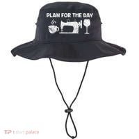 Plan For Today Coffee Sewing Machine Wine Distressed Great Gift Bucket Hat thumb 0