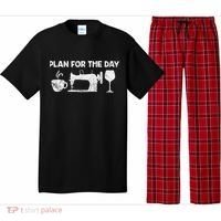 Plan For Today Coffee Sewing Machine Wine Distressed Great Gift Pajama Set thumb 0