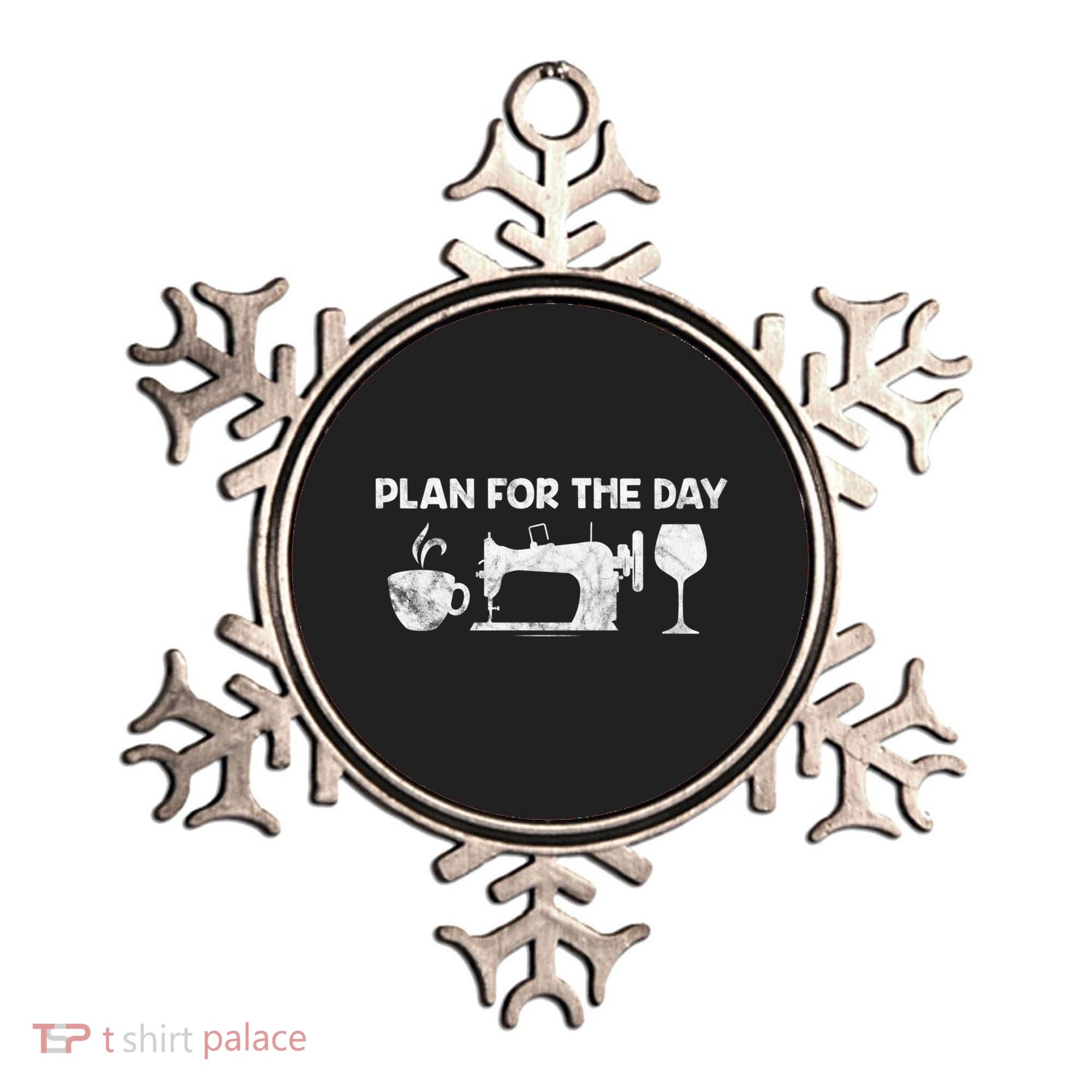 Plan For Today Coffee Sewing Machine Wine Distressed Great Gift Ornament