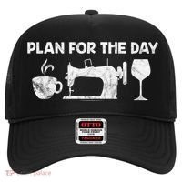 Plan For Today Coffee Sewing Machine Wine Distressed Great Gift Hat thumb 0