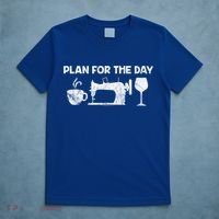 Plan For Today Coffee Sewing Machine Wine Distressed Great Gift T-Shirt thumb 5