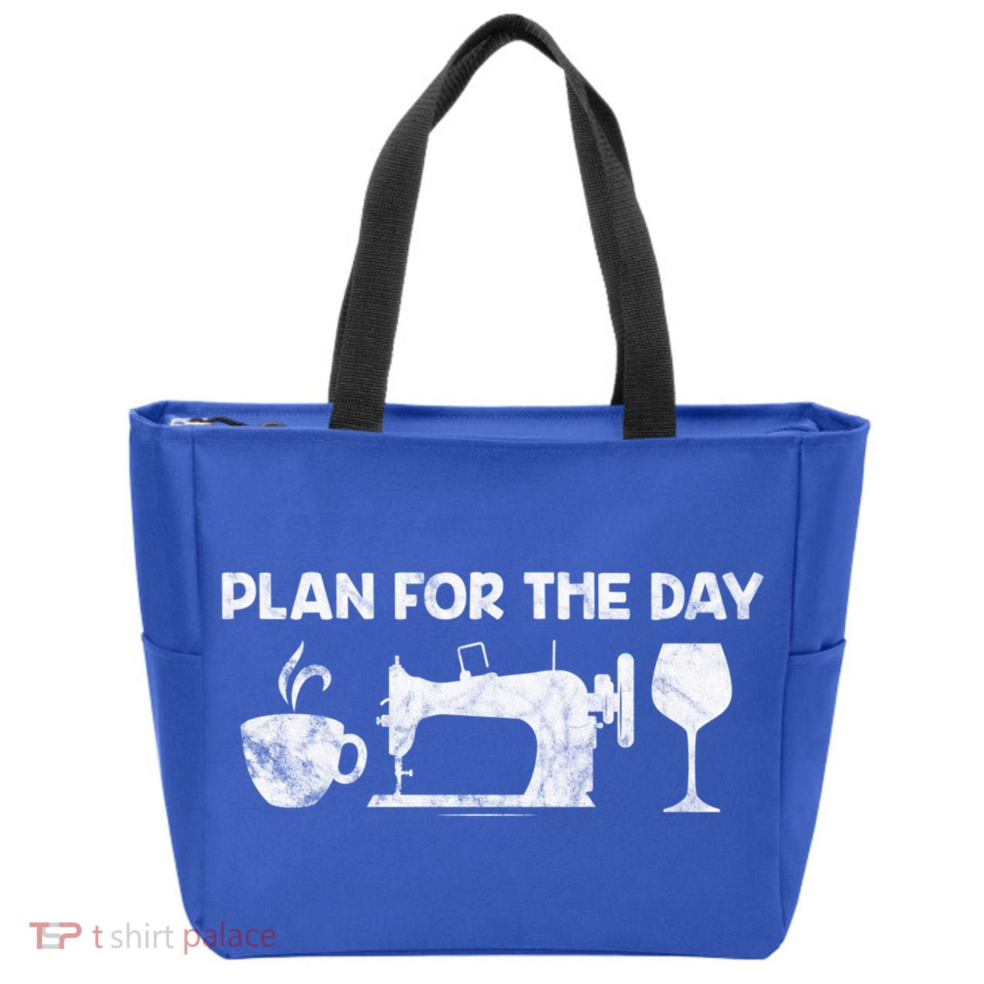 Plan For Today Coffee Sewing Machine Wine Distressed Great Gift Tote Bag
