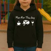 Plan For The Day Coffee Camping Wine Kids Hoodie thumb 3