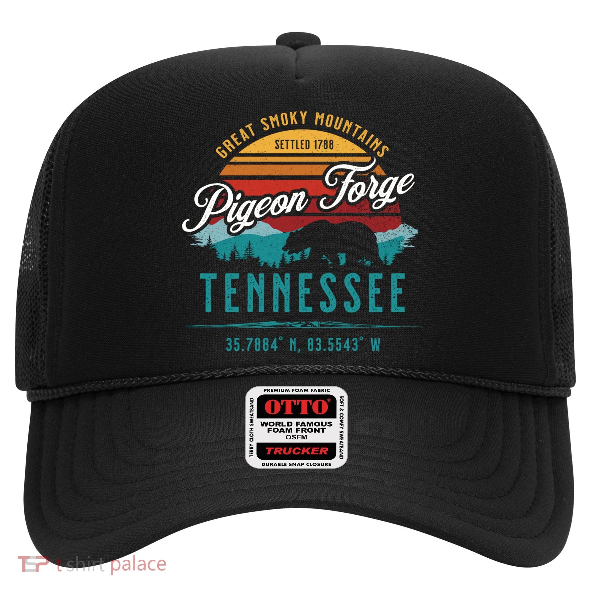 Pigeon Forge Tennessee Great Smoky Mountains Bear Retro Sun Meaningful Gift Hat
