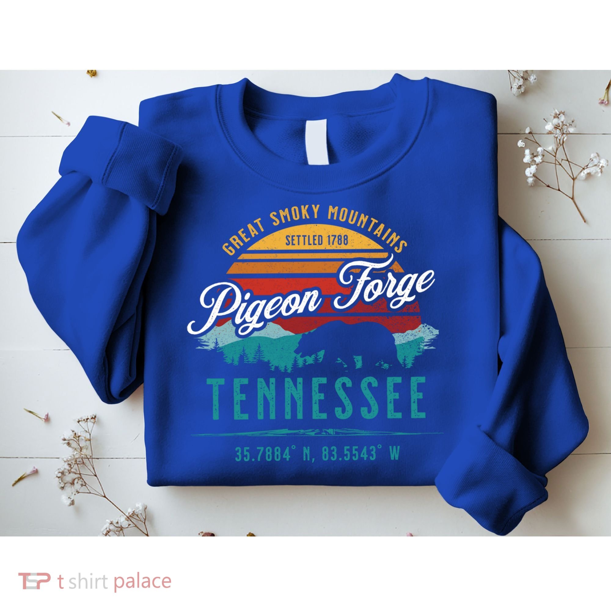 Pigeon Forge Tennessee Great Smoky Mountains Bear Retro Sun Meaningful Gift Sweatshirt
