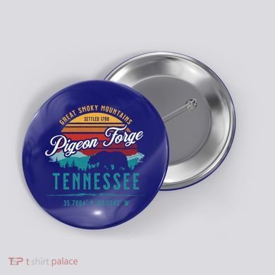 Pigeon Forge Tennessee Great Smoky Mountains Bear Retro Sun Meaningful Gift Button