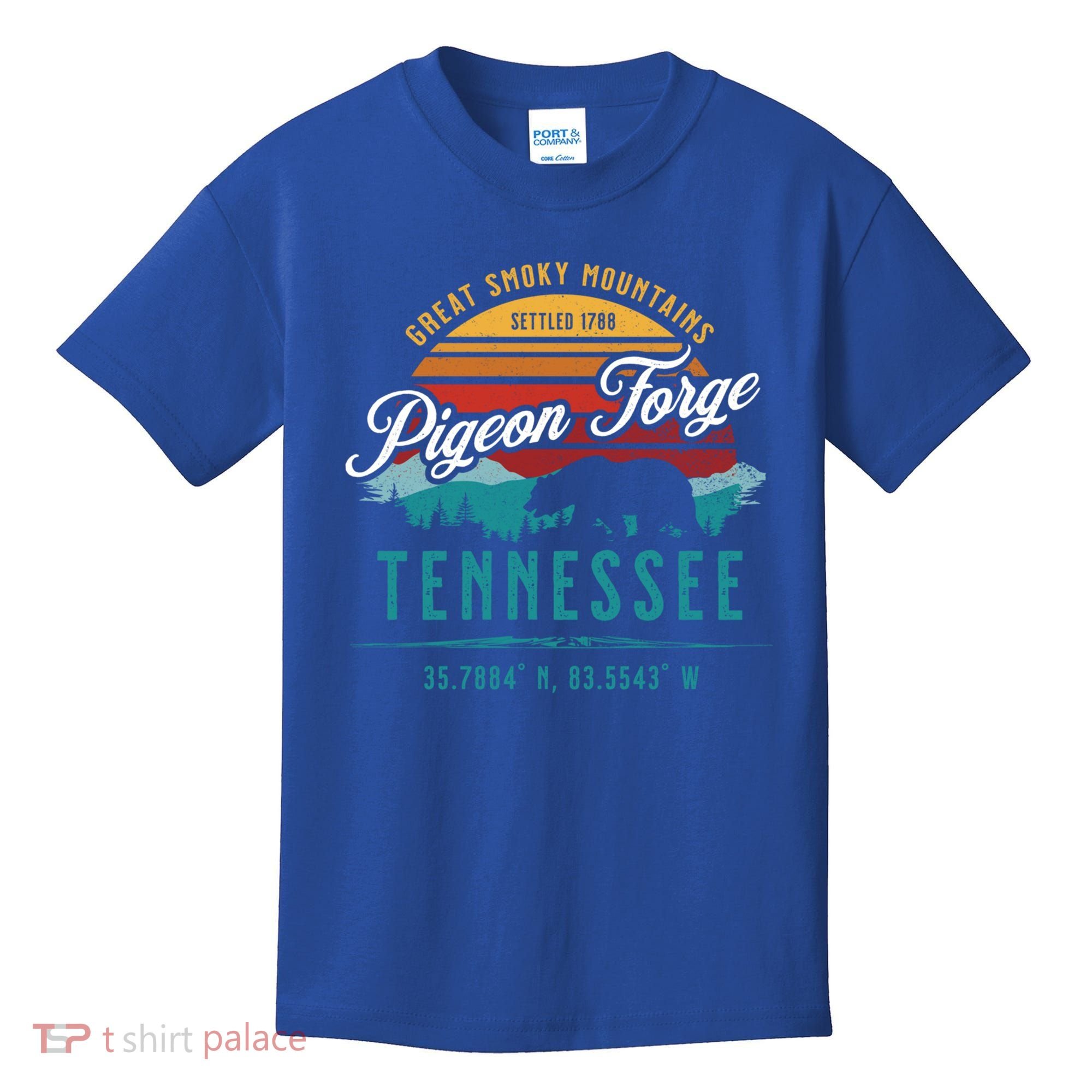 Pigeon Forge Tennessee Great Smoky Mountains Bear Retro Sun Meaningful Gift Kids T-Shirt
