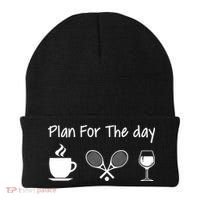 Plan For The Day Coffee Tennis And Wine Tennis Lover Gift Cool Gift Beanie thumb 0