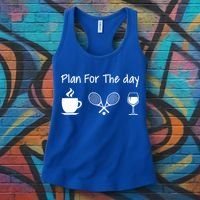 Plan For The Day Coffee Tennis And Wine Tennis Lover Gift Cool Gift Women's Tank Top thumb 3