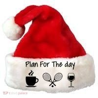 Plan For The Day Coffee Tennis And Wine Tennis Lover Gift Cool Gift Santa Hat thumb 0