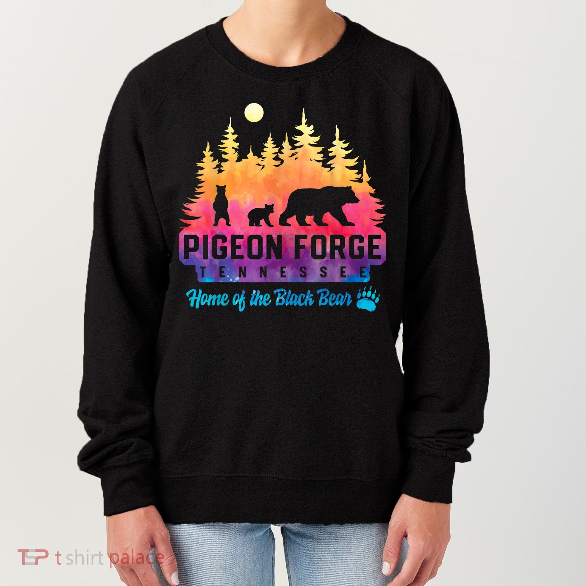 Pigeon Forge Tennessee Bear Great Smoky Mountains Tie Dye Women's Sweatshirt