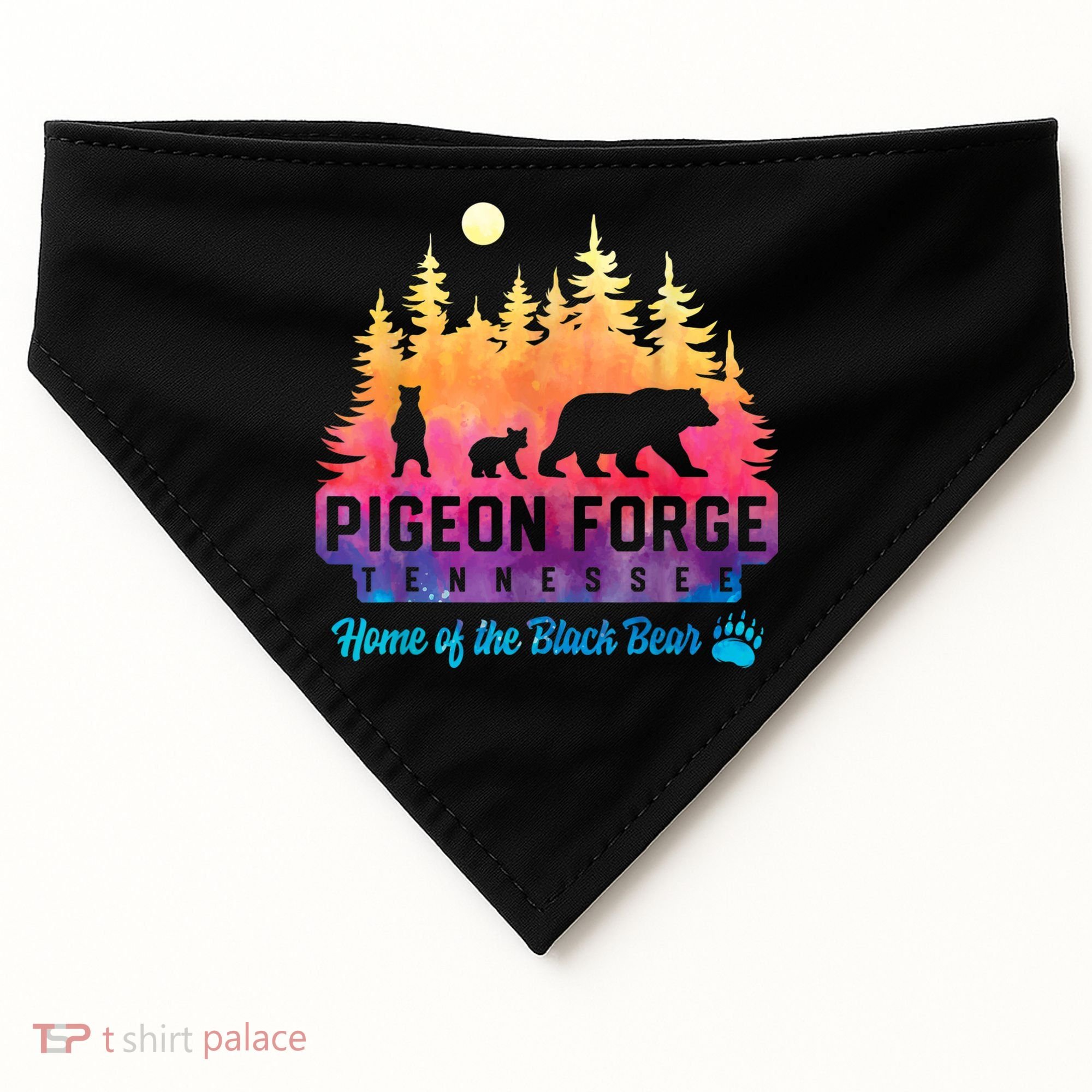 Pigeon Forge Tennessee Bear Great Smoky Mountains Tie Dye USA-Made Doggie Bandana