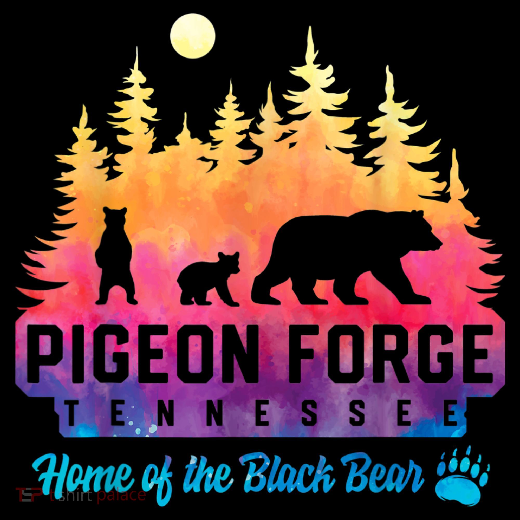 Pigeon Forge Tennessee Bear Great Smoky Mountains Tie Dye Women's Hoodie