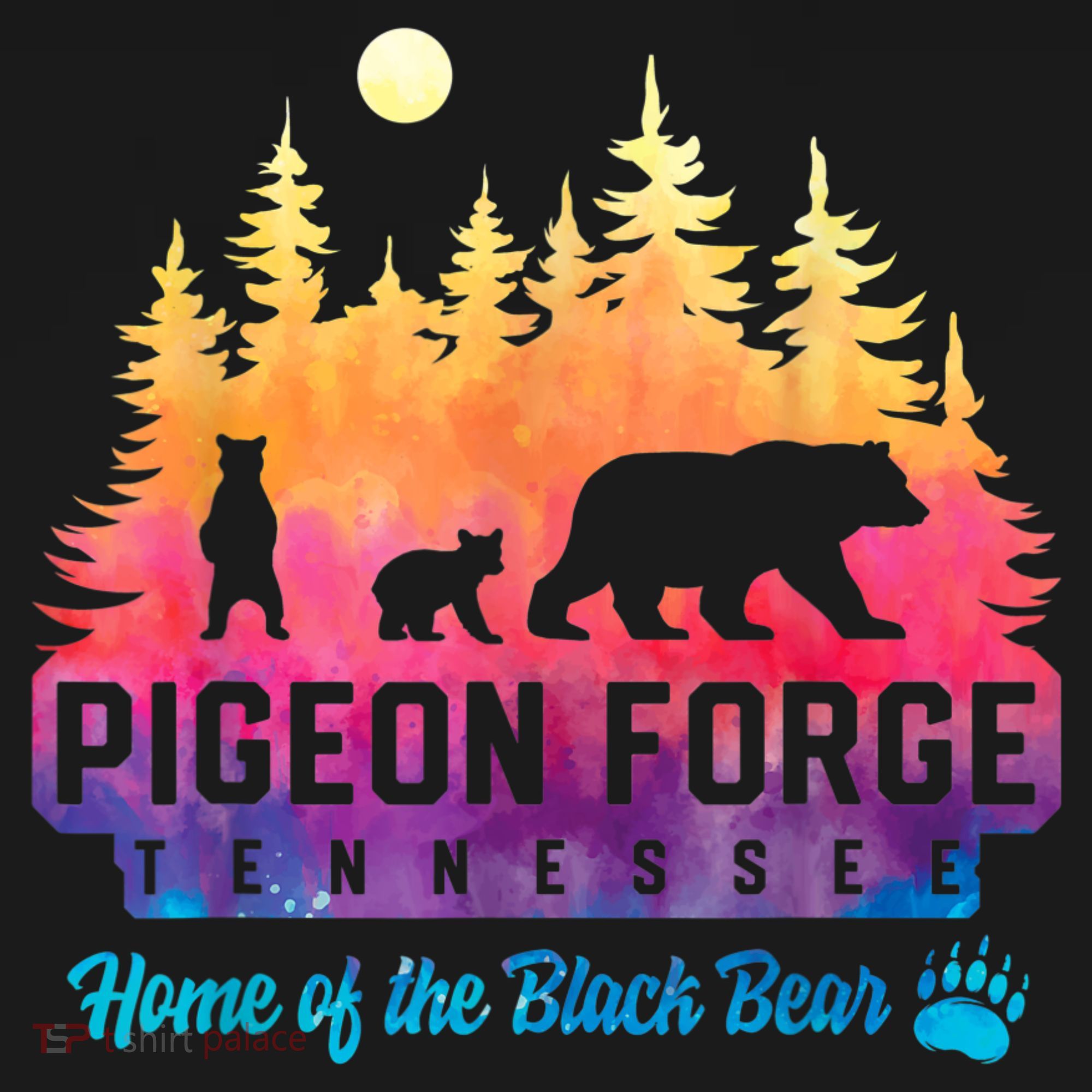 Pigeon Forge Tennessee Bear Great Smoky Mountains Tie Dye Ornament