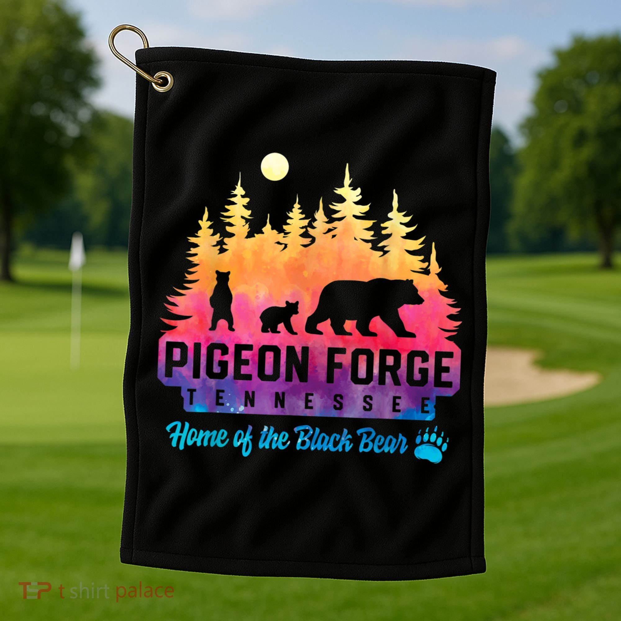 Pigeon Forge Tennessee Bear Great Smoky Mountains Tie Dye Golf Towel