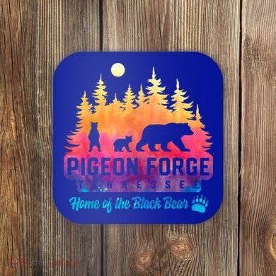 Pigeon Forge Tennessee Bear Great Smoky Mountains Tie Dye Coaster