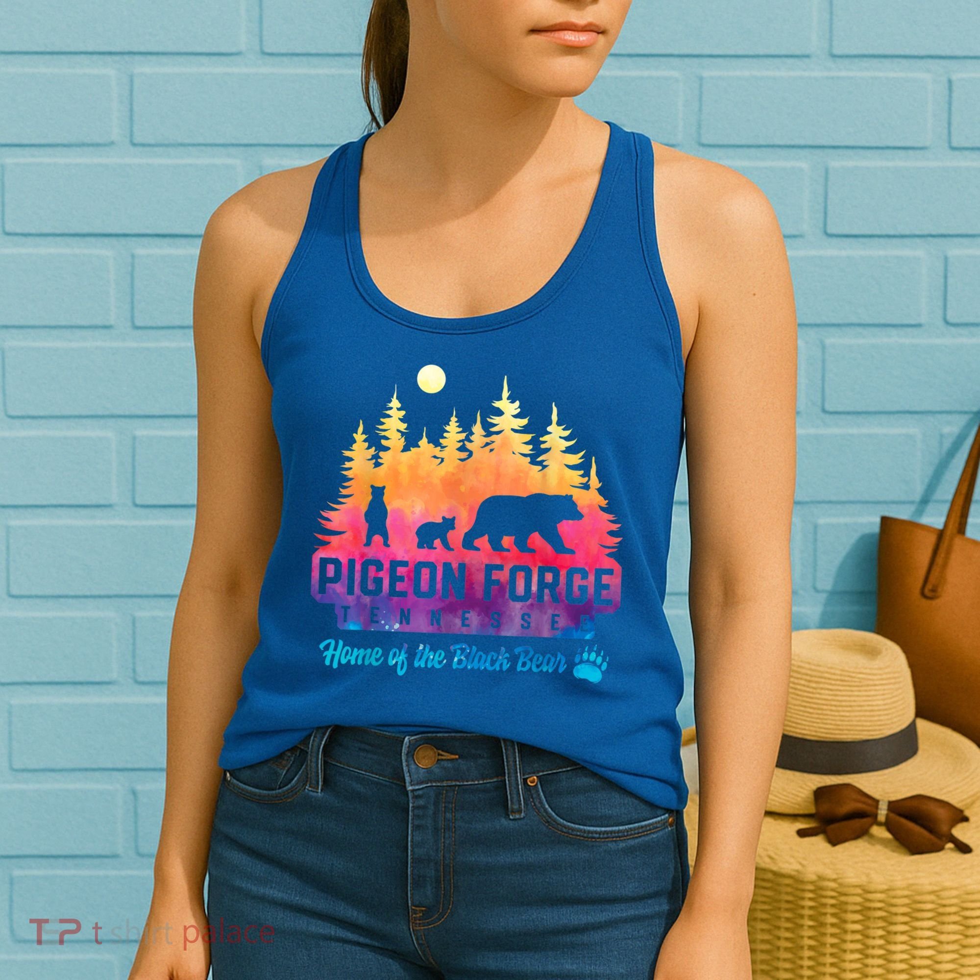 Pigeon Forge Tennessee Bear Great Smoky Mountains Tie Dye Women's Tank Top