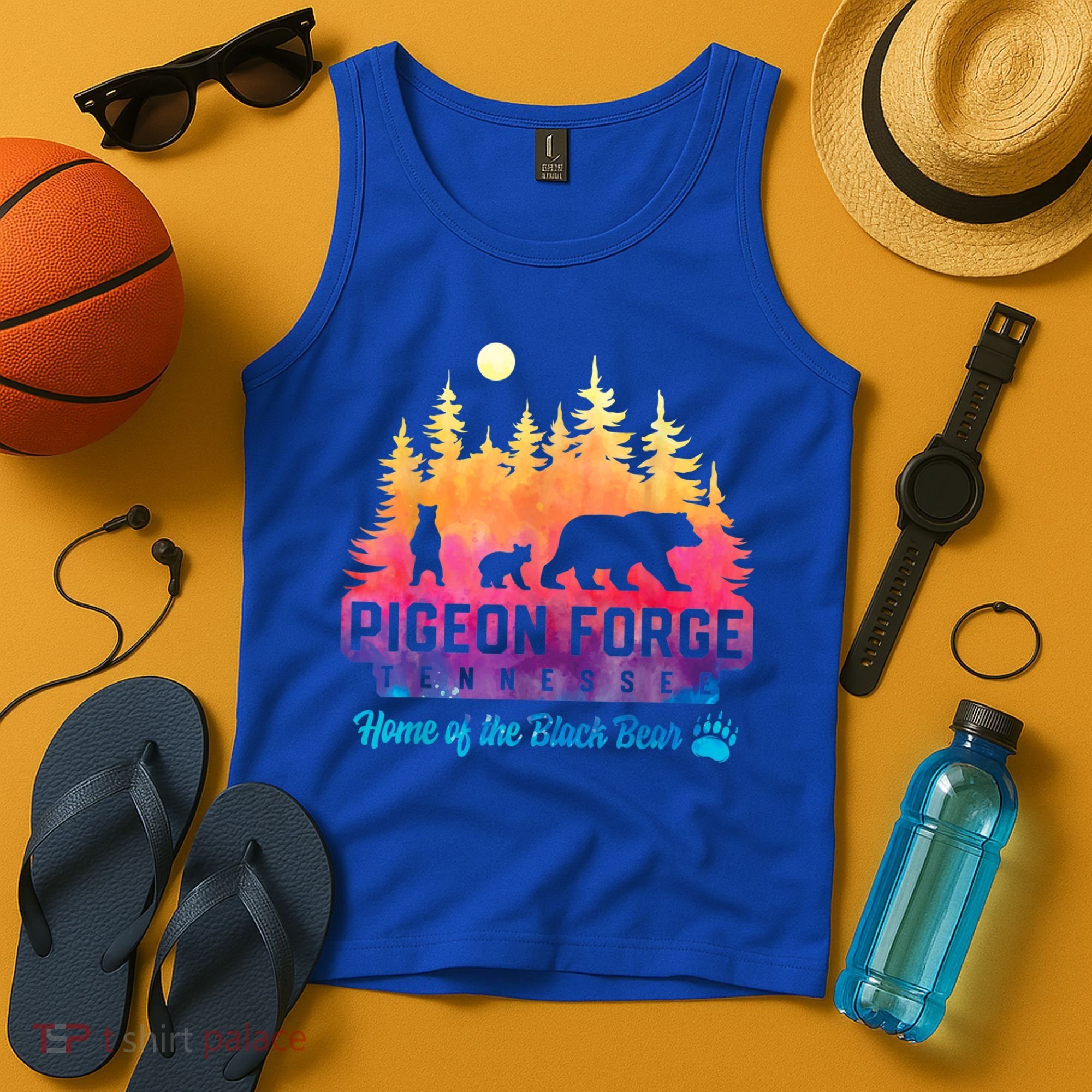 Pigeon Forge Tennessee Bear Great Smoky Mountains Tie Dye Tank Top