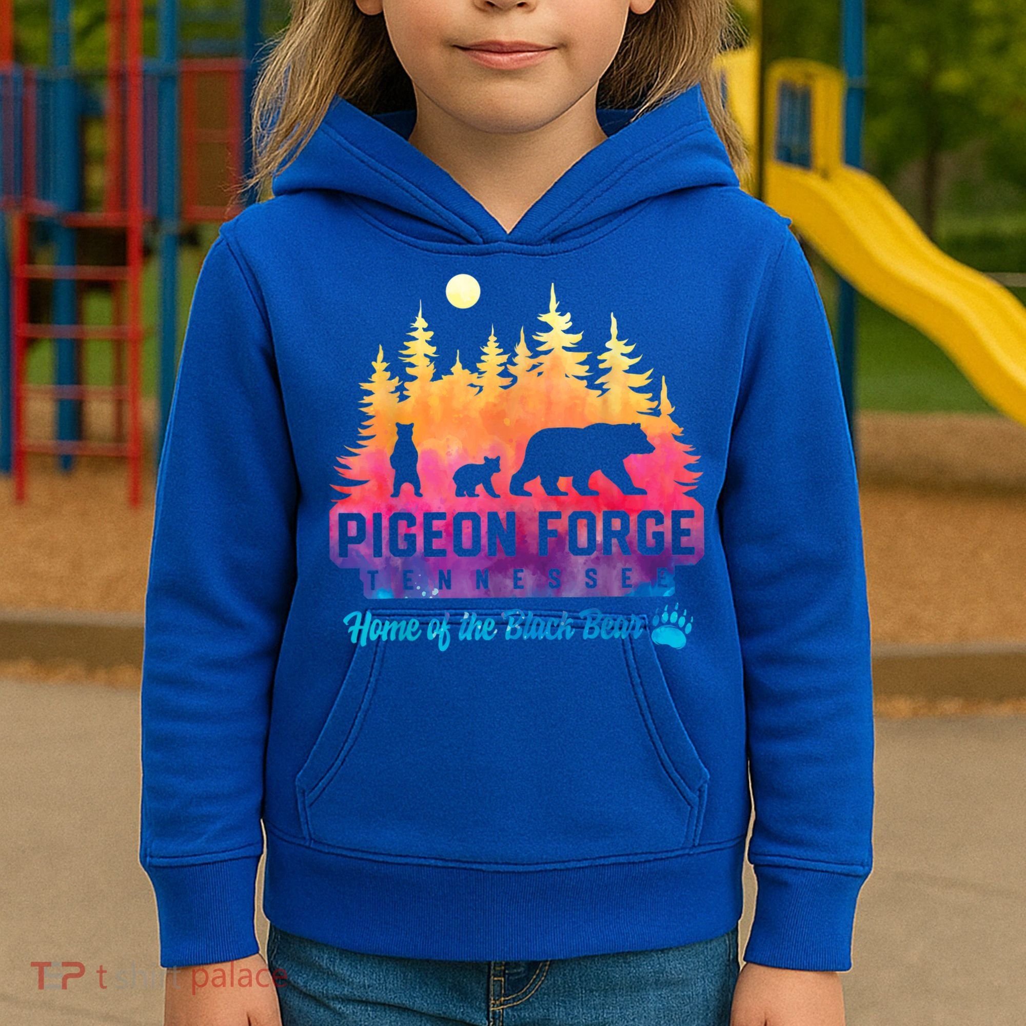 Pigeon Forge Tennessee Bear Great Smoky Mountains Tie Dye Kids Hoodie