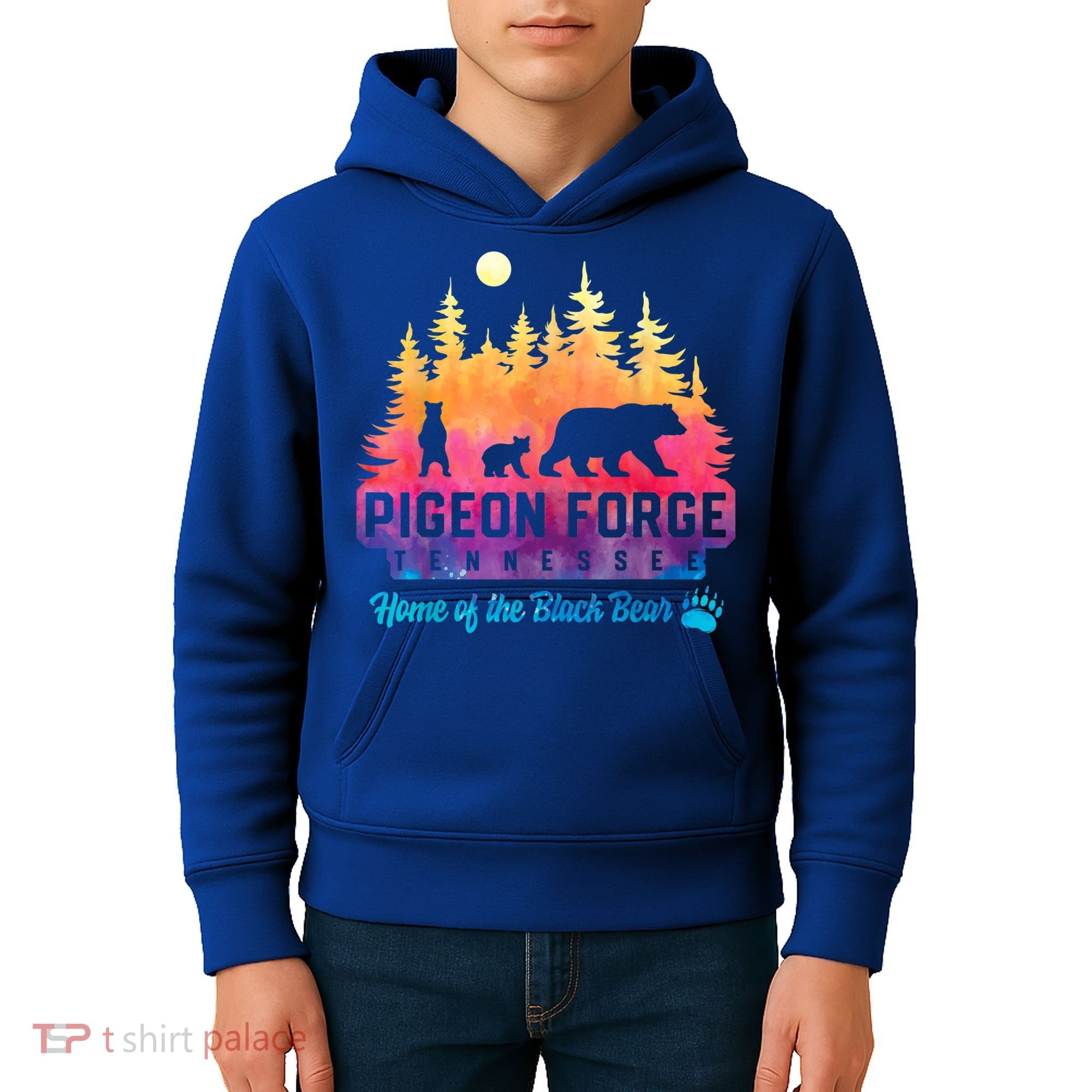 Pigeon Forge Tennessee Bear Great Smoky Mountains Tie Dye Kids Hoodie