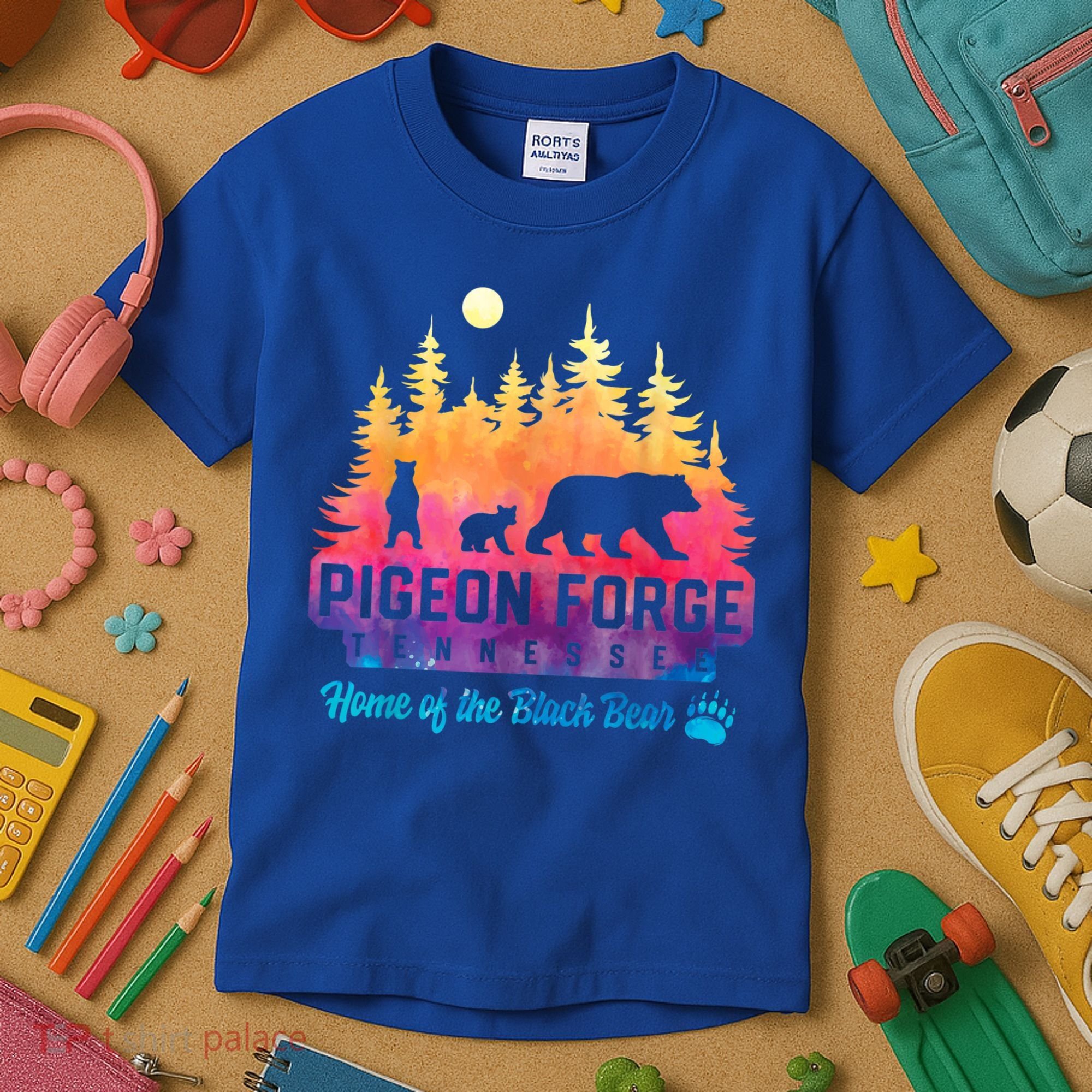 Pigeon Forge Tennessee Bear Great Smoky Mountains Tie Dye Kids T-Shirt