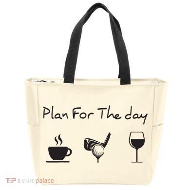 Plan For The Day Coffee Golf Wine Tote Bag