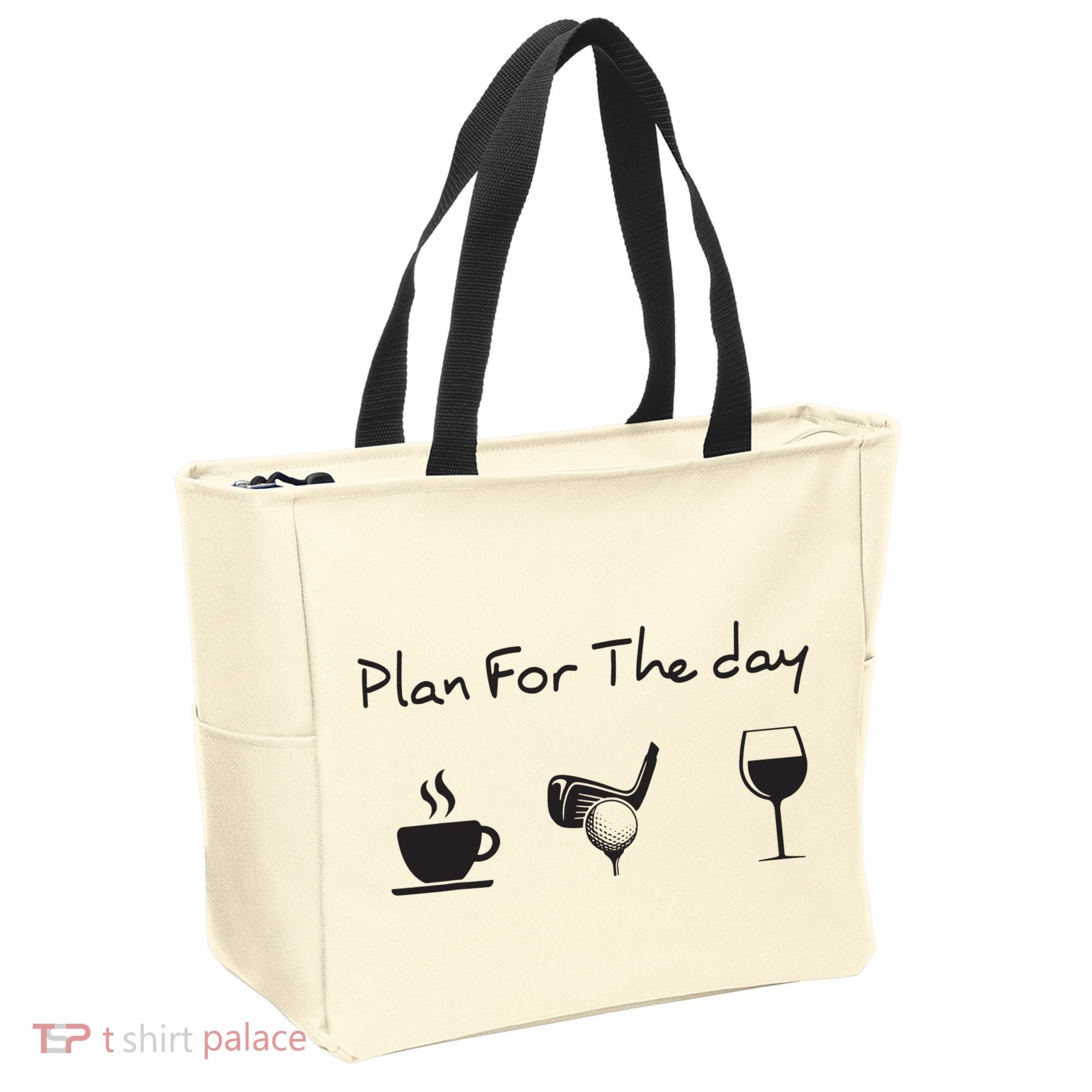 Plan For The Day Coffee Golf Wine Tote Bag